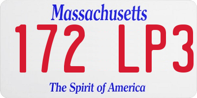 MA license plate 172LP3
