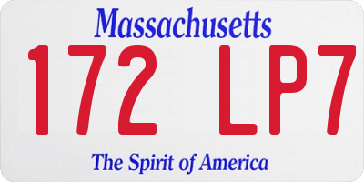 MA license plate 172LP7
