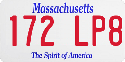 MA license plate 172LP8