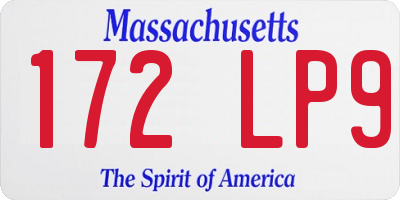MA license plate 172LP9