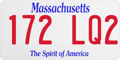 MA license plate 172LQ2