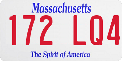 MA license plate 172LQ4