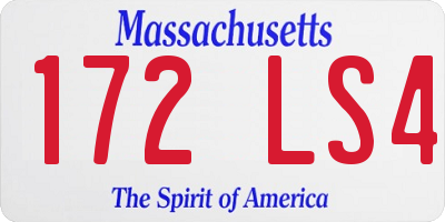 MA license plate 172LS4