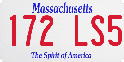 MA license plate 172LS5