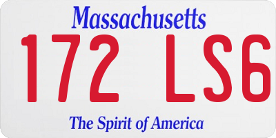 MA license plate 172LS6