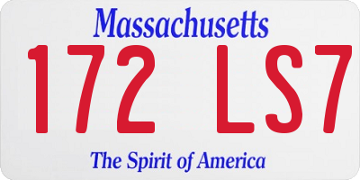 MA license plate 172LS7