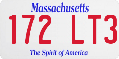MA license plate 172LT3