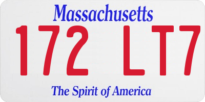 MA license plate 172LT7
