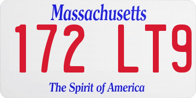 MA license plate 172LT9