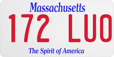 MA license plate 172LU0