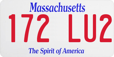 MA license plate 172LU2
