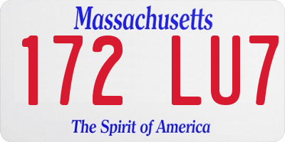 MA license plate 172LU7