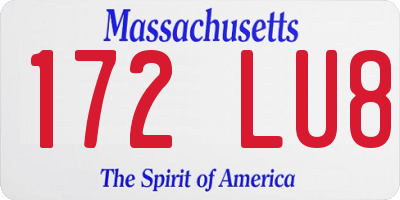 MA license plate 172LU8