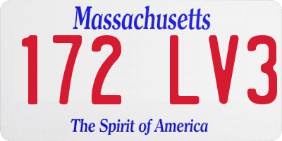 MA license plate 172LV3