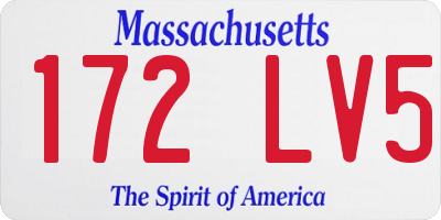 MA license plate 172LV5