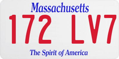 MA license plate 172LV7