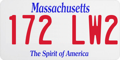 MA license plate 172LW2