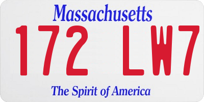 MA license plate 172LW7