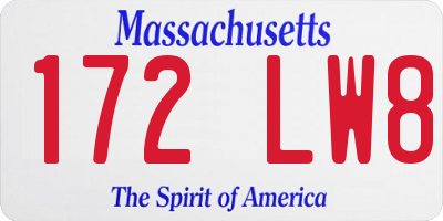 MA license plate 172LW8