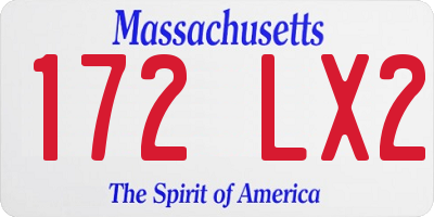 MA license plate 172LX2