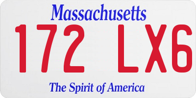 MA license plate 172LX6