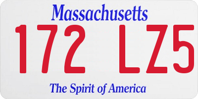 MA license plate 172LZ5