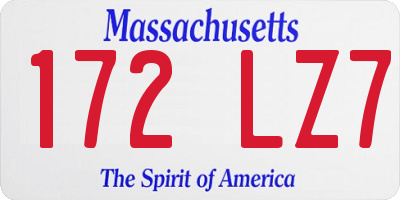 MA license plate 172LZ7