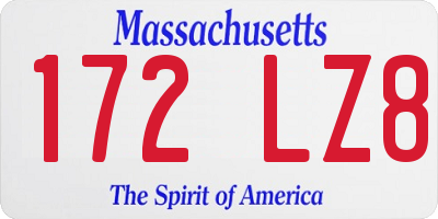 MA license plate 172LZ8