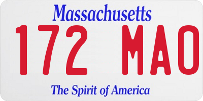 MA license plate 172MA0