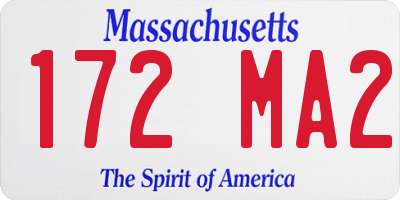MA license plate 172MA2