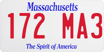 MA license plate 172MA3
