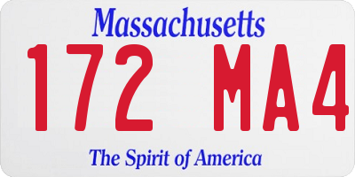 MA license plate 172MA4