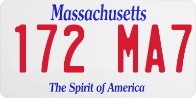 MA license plate 172MA7