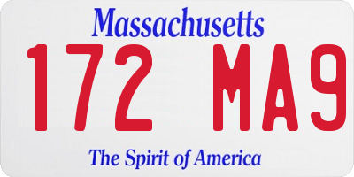 MA license plate 172MA9
