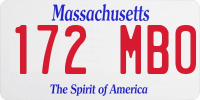 MA license plate 172MB0