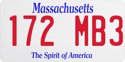 MA license plate 172MB3