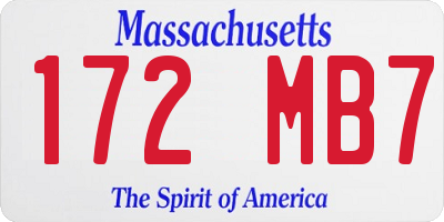 MA license plate 172MB7