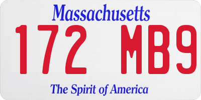 MA license plate 172MB9