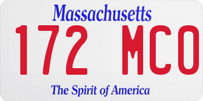MA license plate 172MC0
