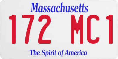 MA license plate 172MC1