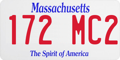 MA license plate 172MC2