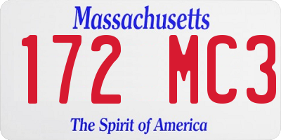 MA license plate 172MC3