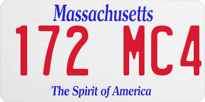 MA license plate 172MC4