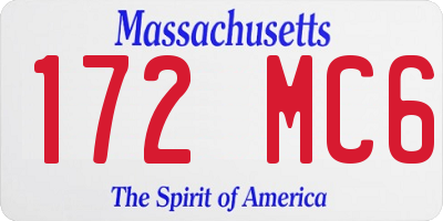 MA license plate 172MC6
