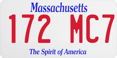 MA license plate 172MC7