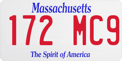 MA license plate 172MC9