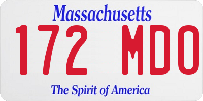 MA license plate 172MD0