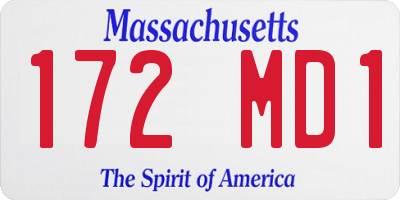 MA license plate 172MD1
