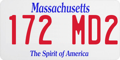 MA license plate 172MD2