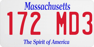 MA license plate 172MD3